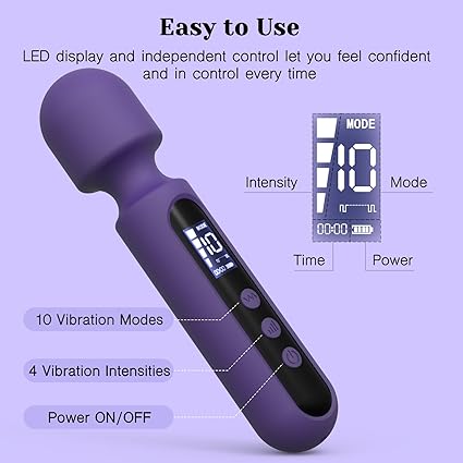 Tracy's Dog Wand Vibrator Kits, Couple Adult Sex Toys with 3 Attachments for Clit, G Spot, Glans, Clitoral Stimulator Vibrating Realistic Dildo with LCD Display, 10 Patterns 4 Speeds Massage Kits